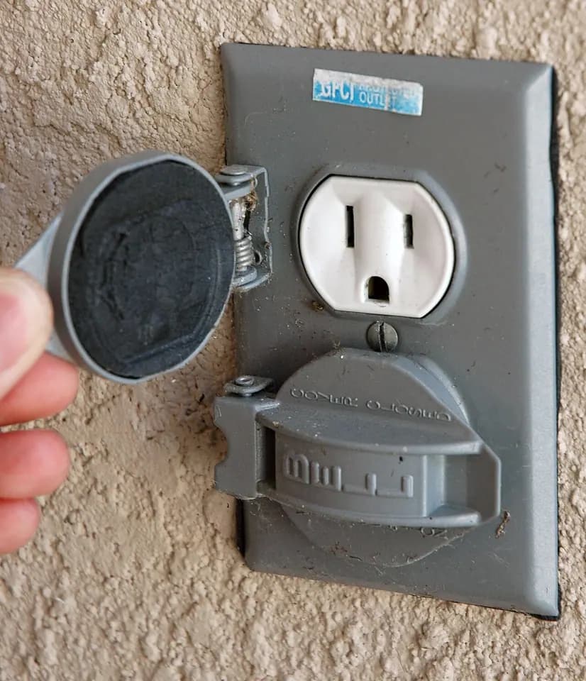 An outdoor electrical outlet in the United States